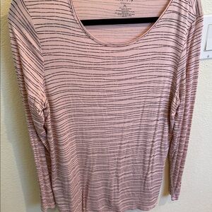 Apt. 9 Blush and Charcoal Striped Top